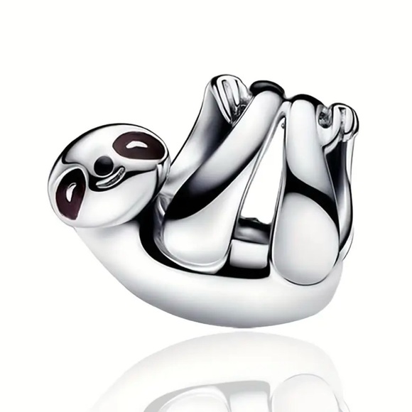 Pandora 925 Sterling Silver Sloth Animal with black eyes Charm - Picture 6 of 11